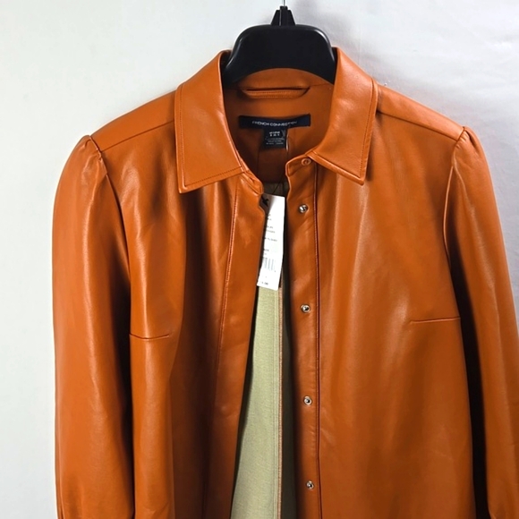French Connection Womens Crolenda Vegan Leather Glazed Ginger Blouce Sz 4 - NWT - Picture 3 of 11